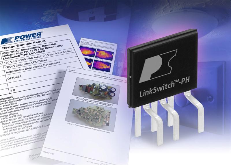 Power Integrations LinkSwitch-PH Delivers Flicker-Free TRIAC Dimming for LED Downlights