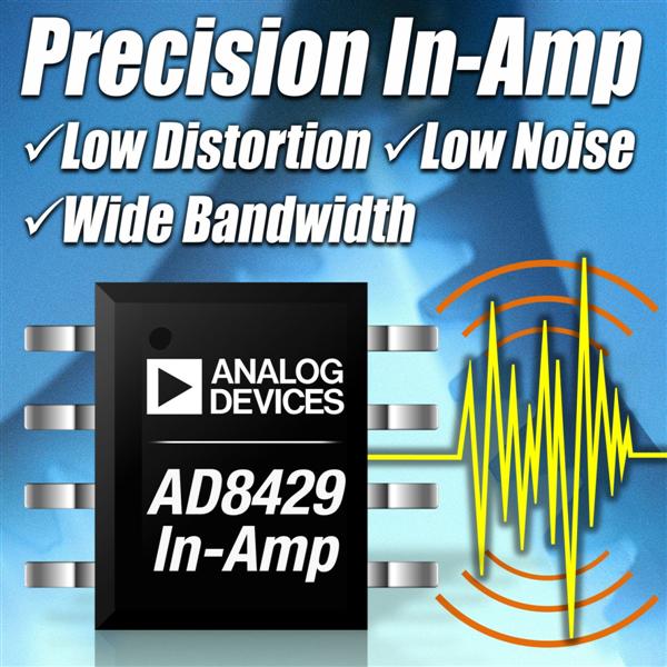 Analog Devices Instrumentation Amplifier Combines Low Noise, Power and Distortion for Precision Signal Detection in Industrial Applications