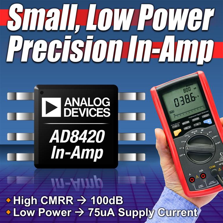 Instrumentation Amplifier Combines Precision, Power Efficiency & Value For Battery-Powered Medical, Instrumentation & Consumer Devices