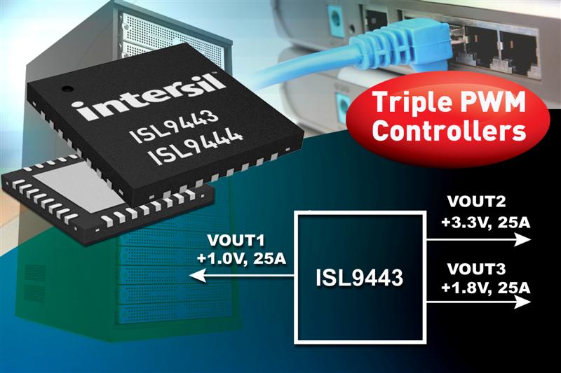 Intersil's Three-Channel Wide Vin Step-Down Controllers Provide Industry's Most Efficient, Compact Power Solutions