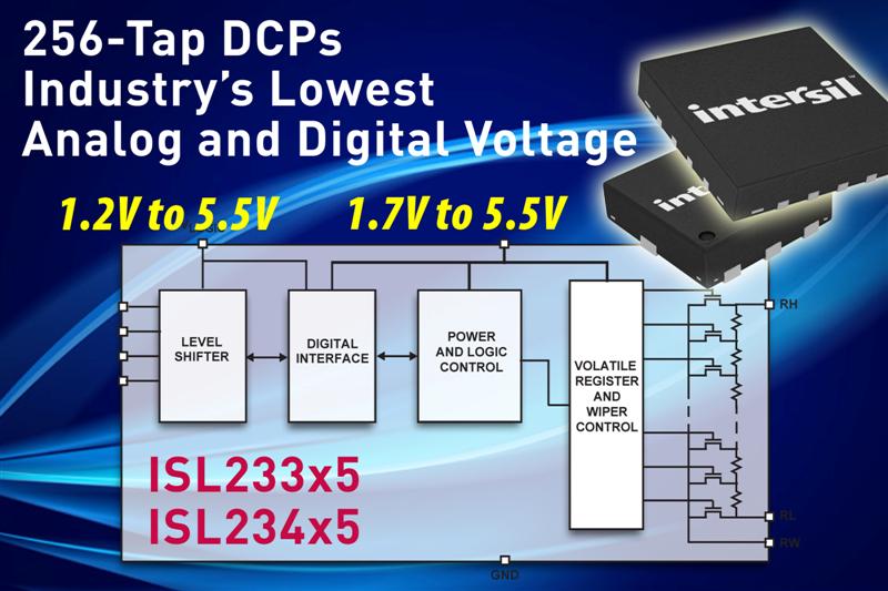 Intersils 256-Tap DCPs Feature Industrys Lowest Supply Voltages and Power Consumption