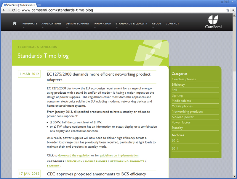 CamSemi launches Standards Time blog for power supply designers