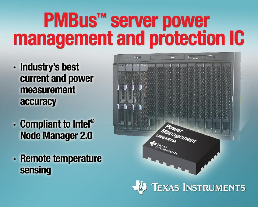 TIs power-management and protection IC delivers accurate monitoring for Intel-Node-Manager-capable platforms