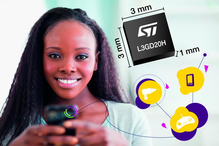 STMicroelectronics tiny 3-axis gyroscope delivers power, speed, and design-in advantages