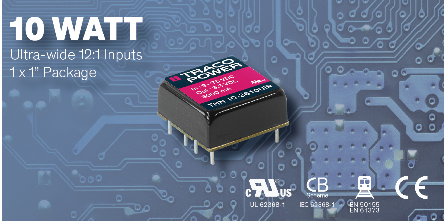 Ruggedized 10 Watt DC/DC Converters Designed for Railway and Harsh Industrial Applications