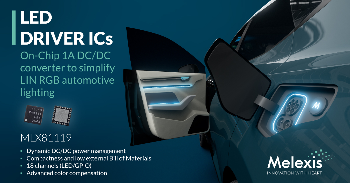 Melexis Integrates On-Chip DC/DC Power to Simplify LIN RGB Automotive Lighting